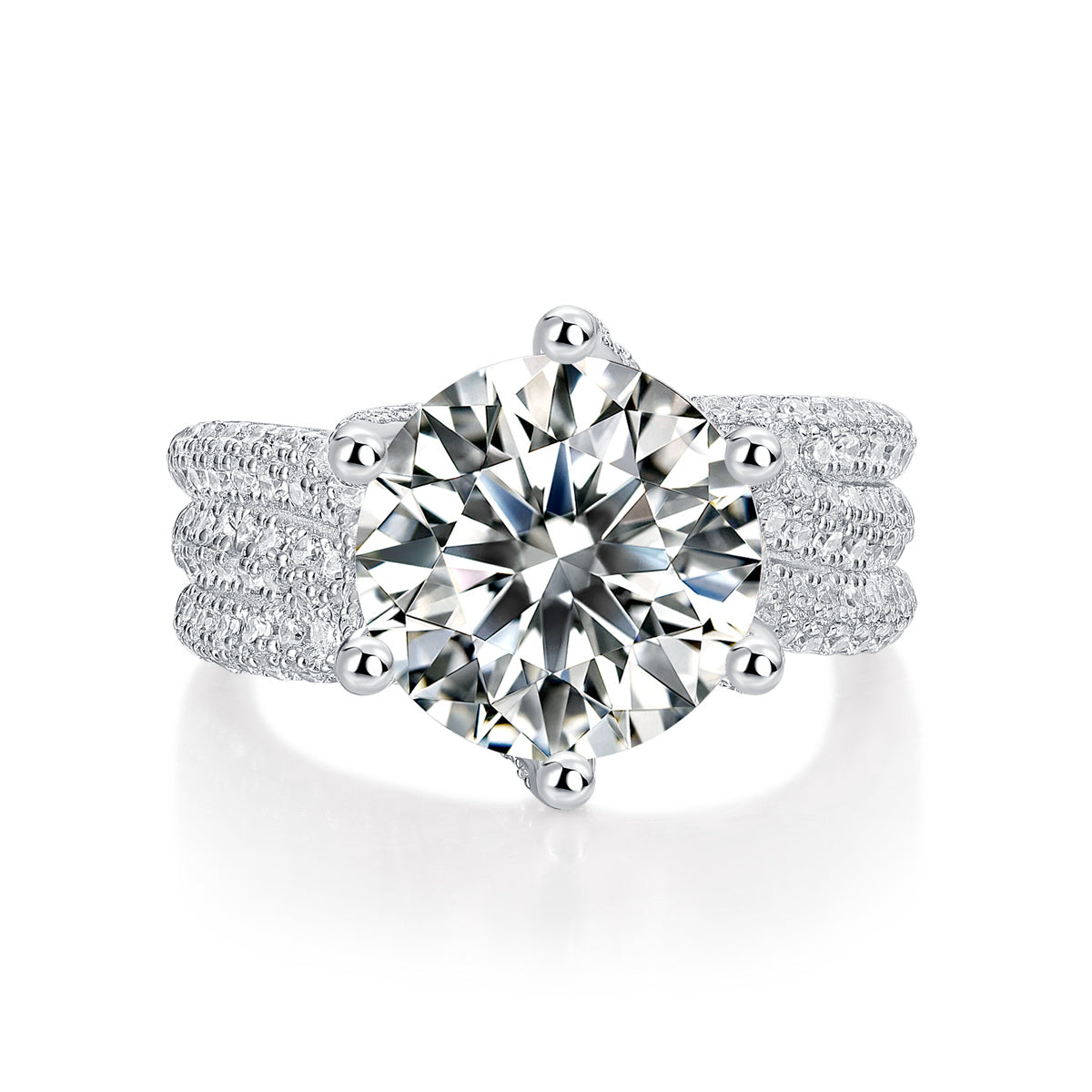 Luxury Large Moissanite Silver Ring