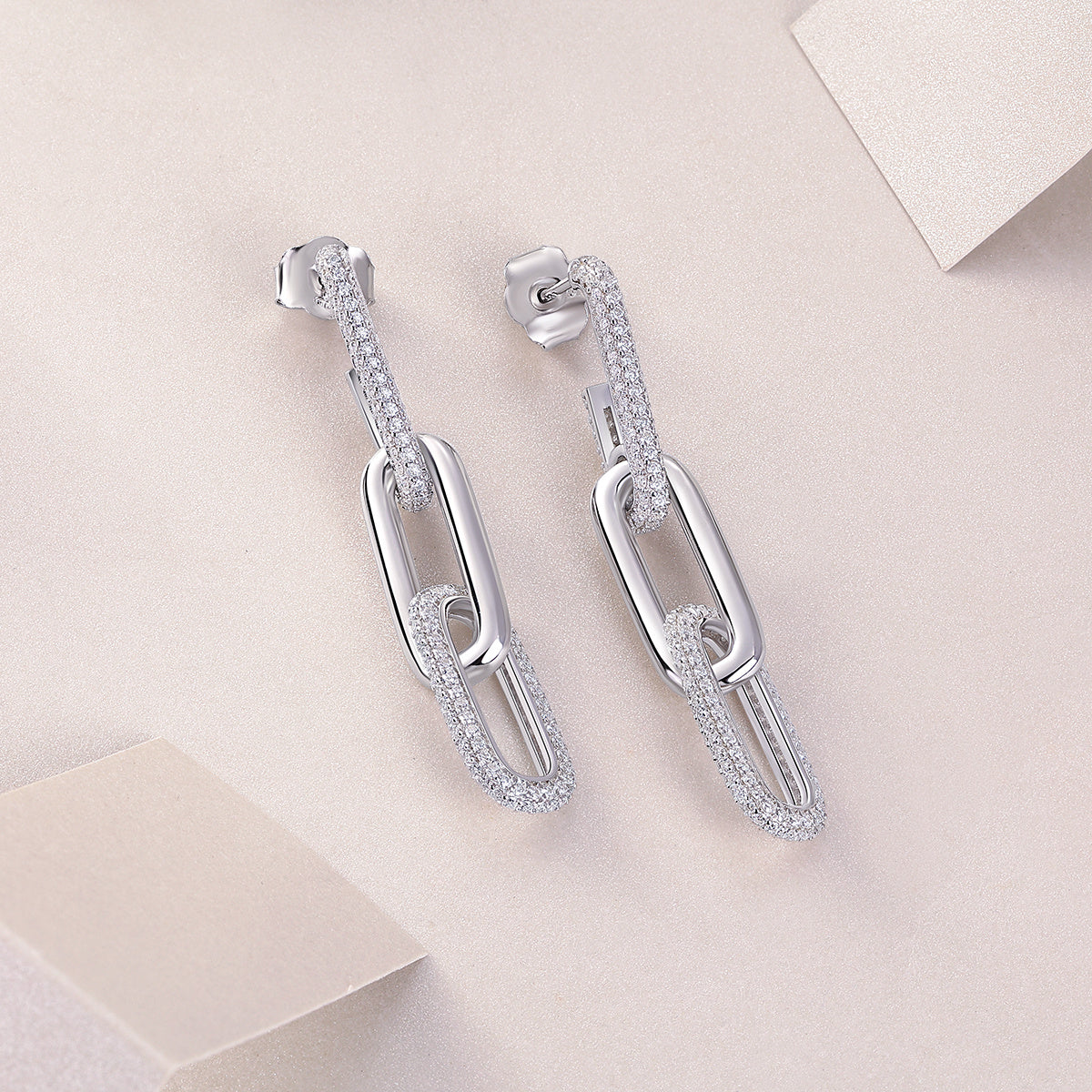 Ketten-Diamant-Ohrstecker-Set