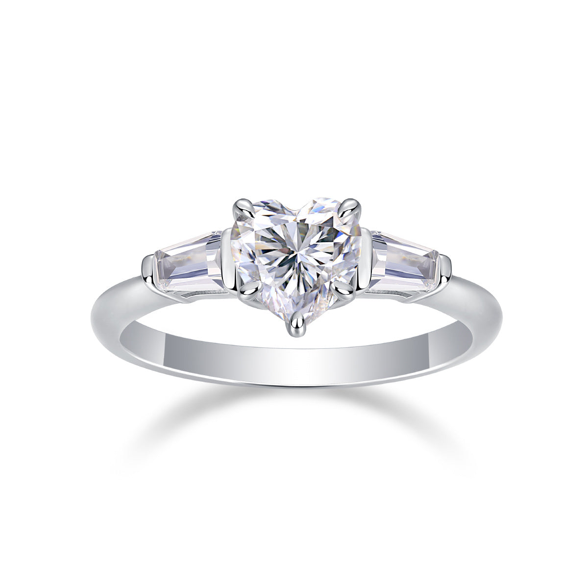 Large Moissanite Silver Diamond Ring