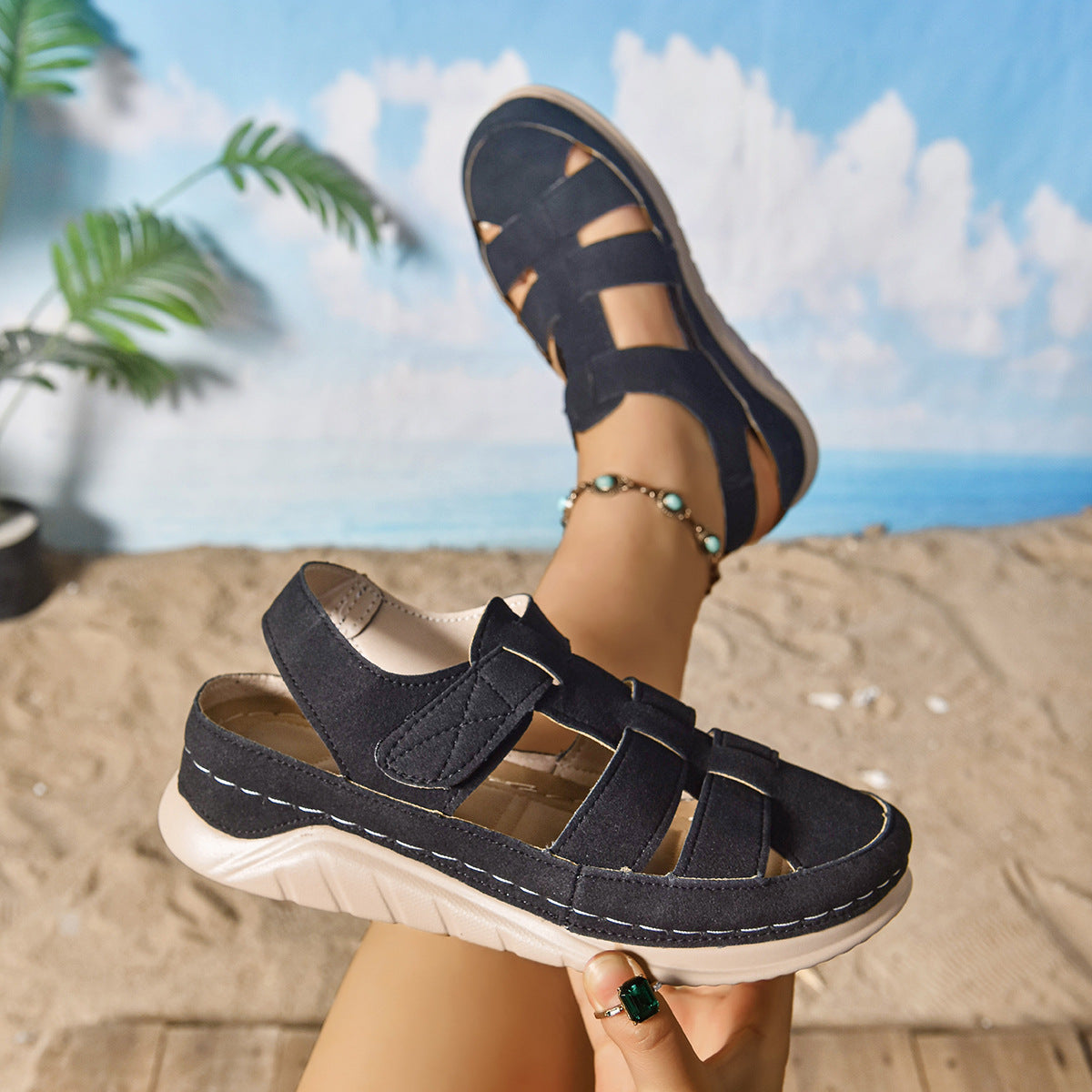 Harajuku Roman Plateausandalen mit geschlossener Zehenpartie