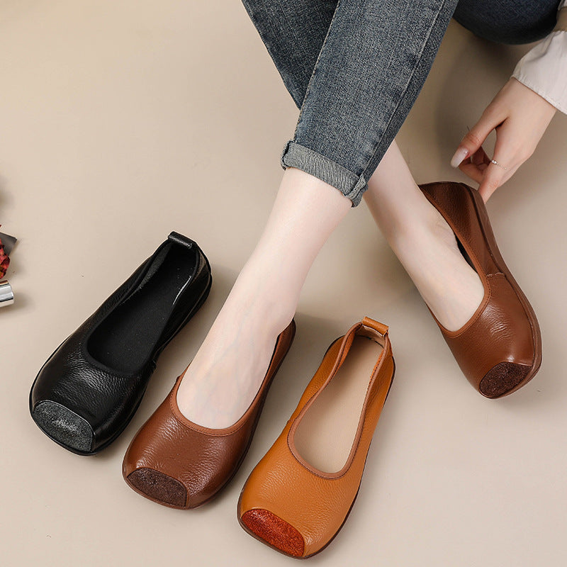 Cowhide Leather Flat Comfort Autumn Shoes