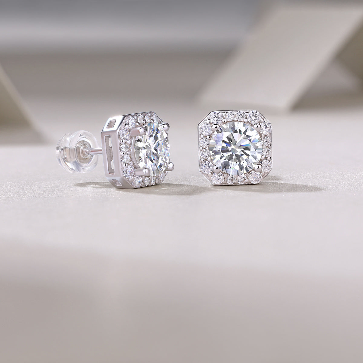 Herz-Rosen-Diamant-Ohrstecker