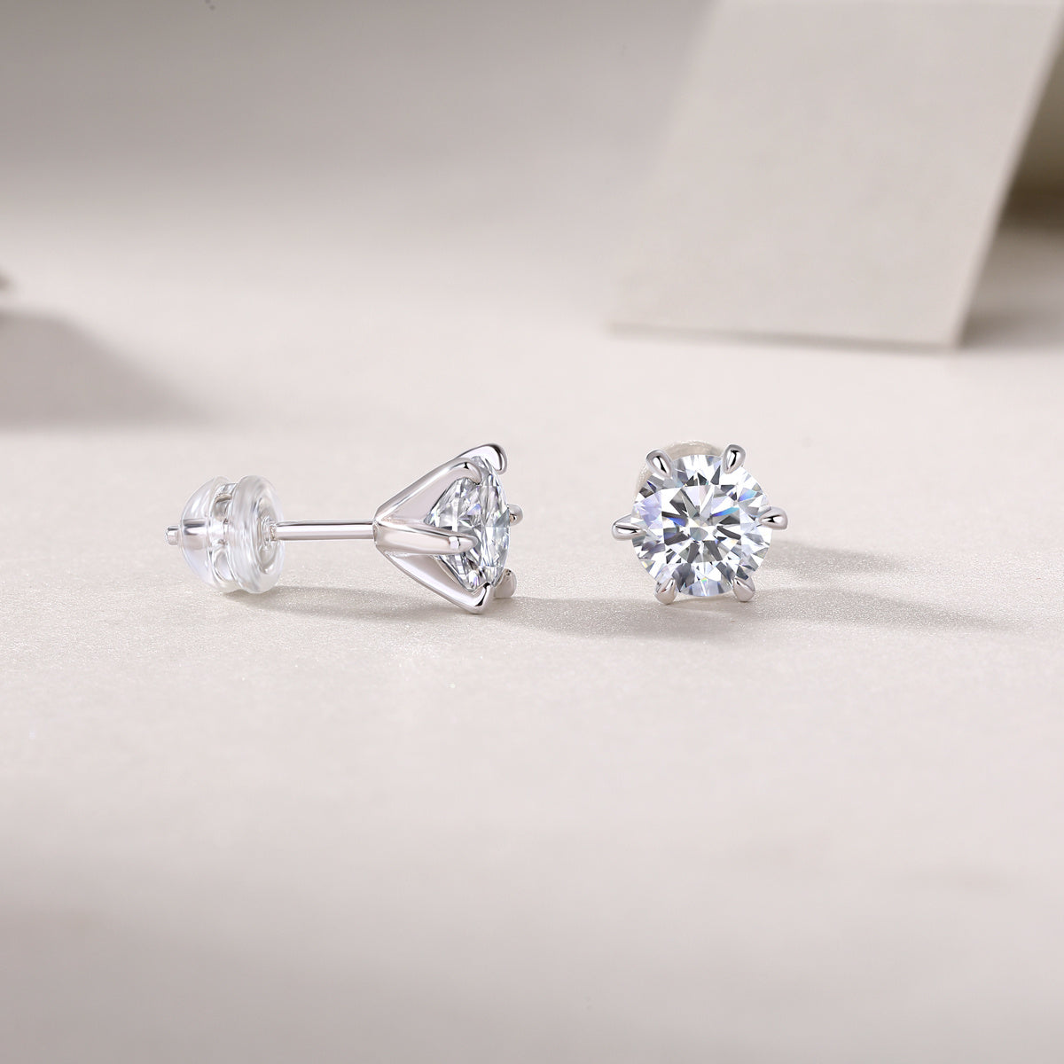 Guardian Six-Claw Moissanite Stud Earrings