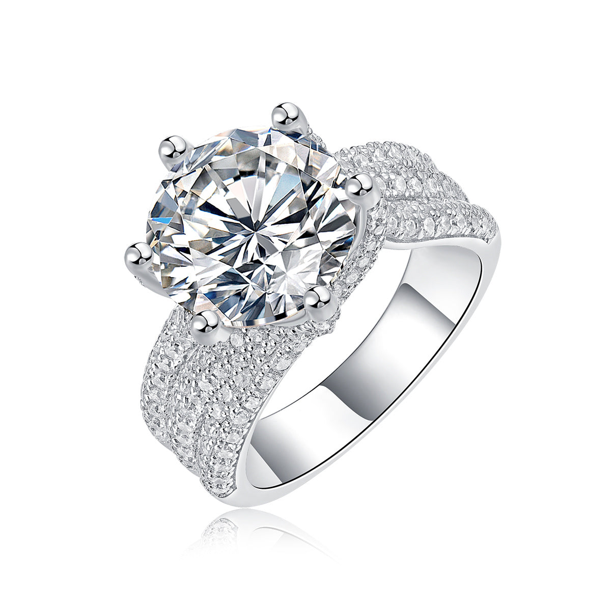 Luxury Large Moissanite Silver Ring