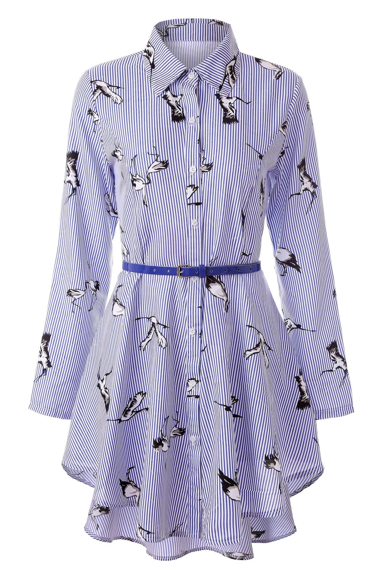 Chemise rayée à manches longues pour femme