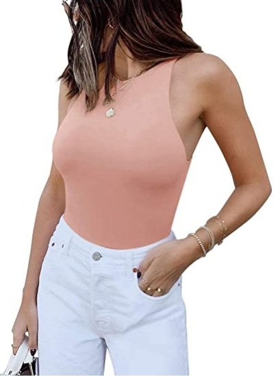 Sleeveless Halter Neck Bodysuit Top