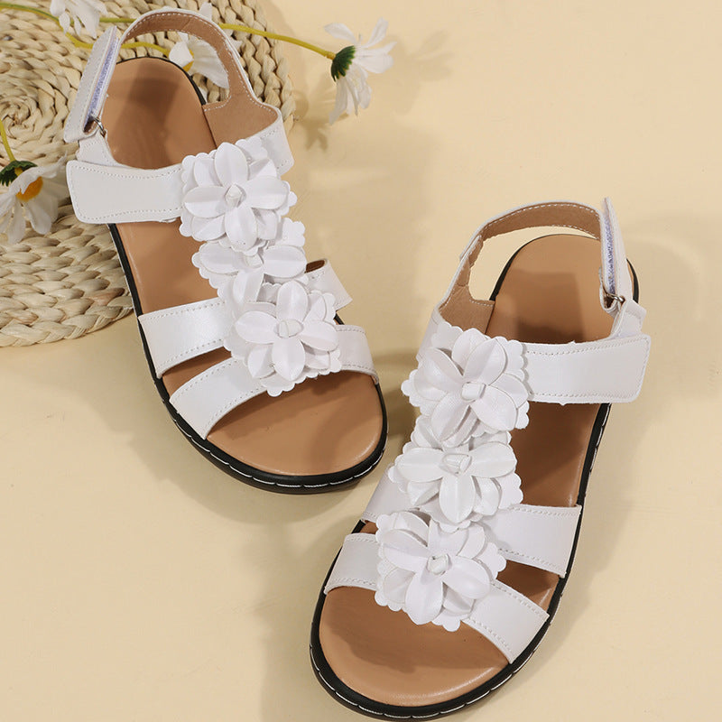 Floral Velcro Wedge Sandals for Women