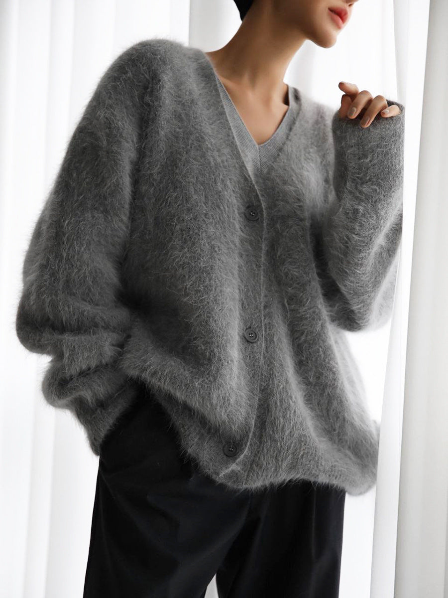 Strickjacke mit V-Ausschnitt und Knöpfen