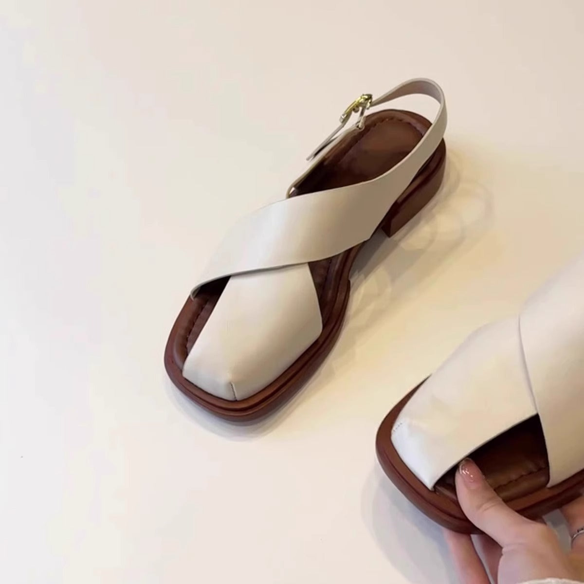 Retro Buckle Hollow Roman Sandals