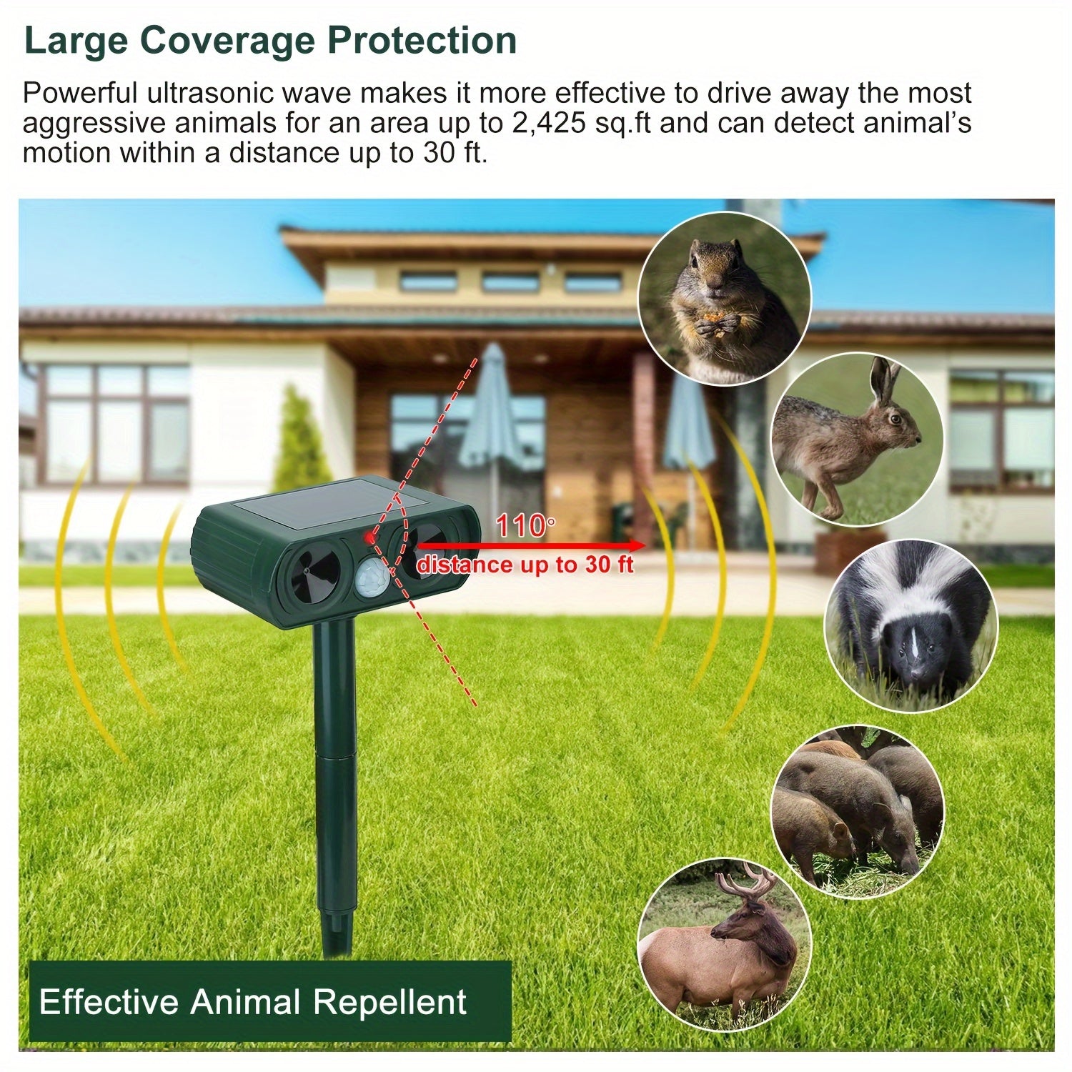 Solar Ultrasonic Animal Repellent Device