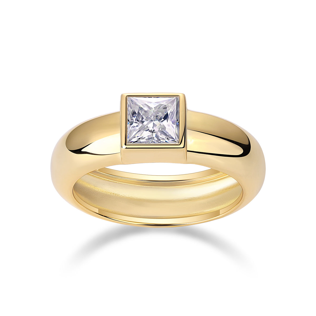 Square Moissanite Silver Wedding Ring
