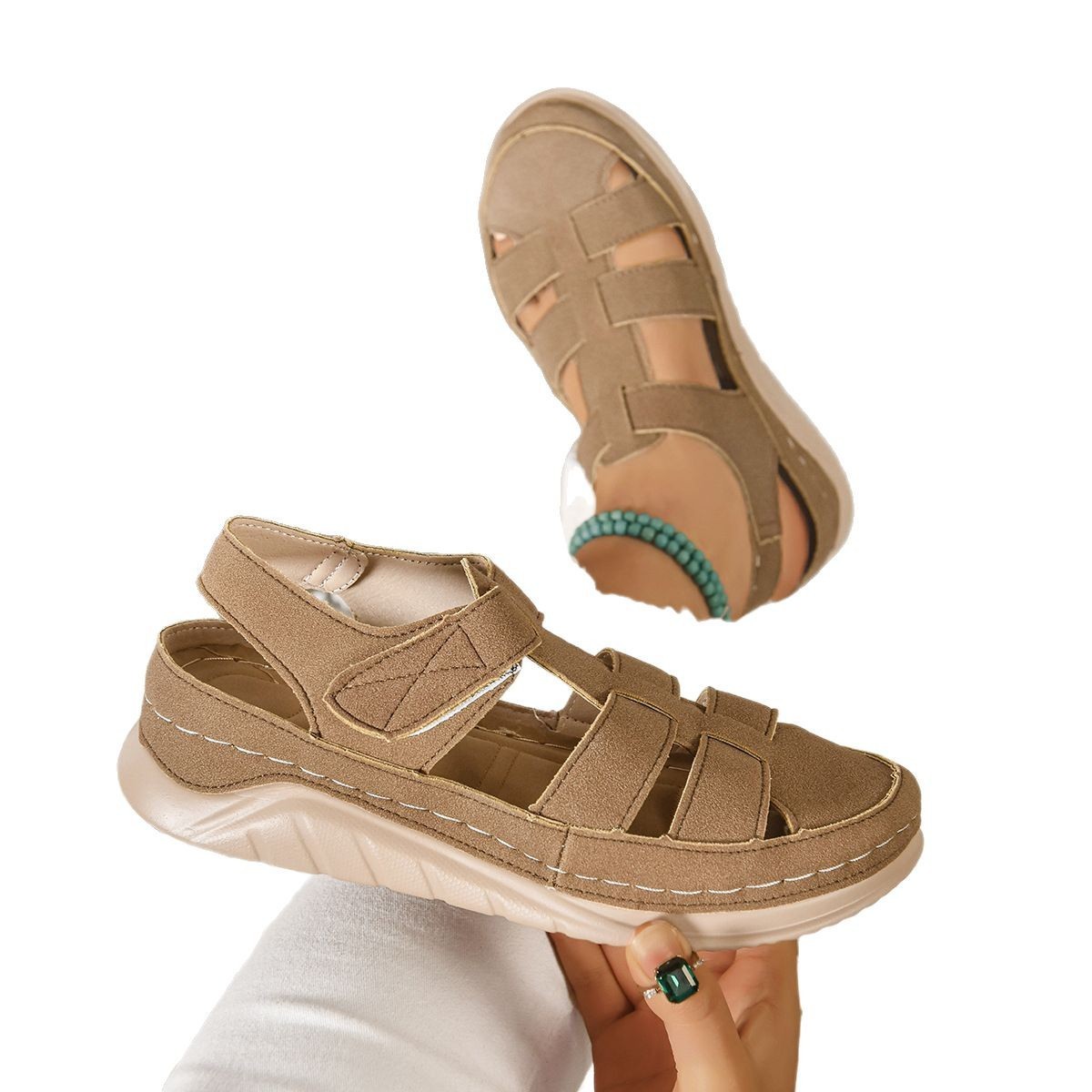 Harajuku Roman Plateausandalen mit geschlossener Zehenpartie