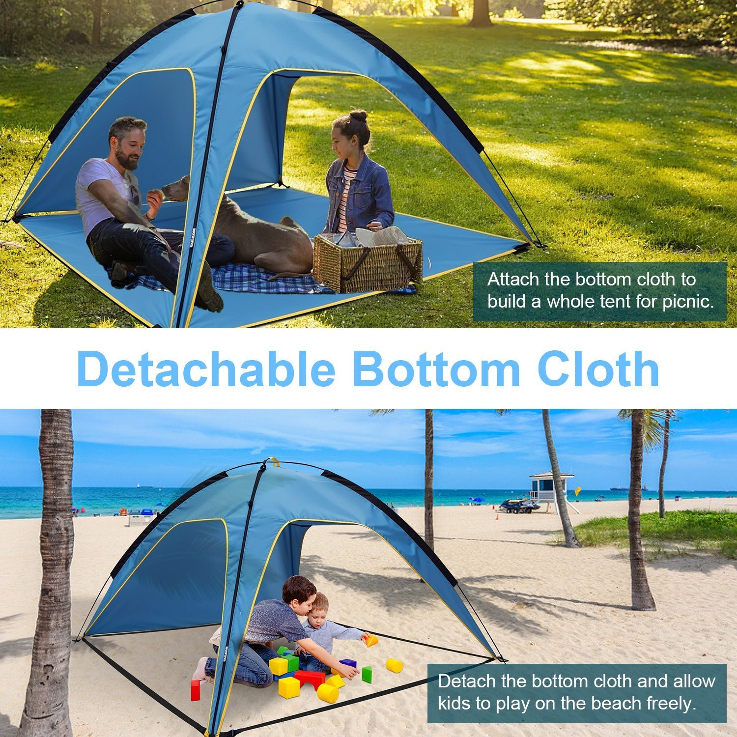 4-6 Person Beach Tent Canopy w/ Bag