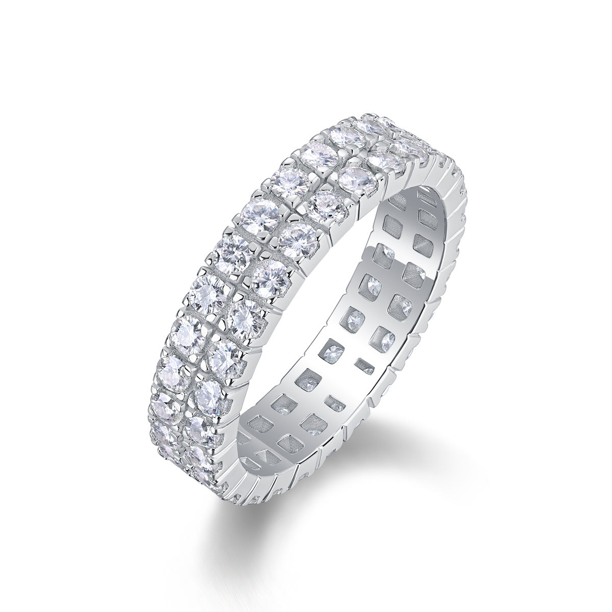 Multi-Row Moissanite Silver Ring Set