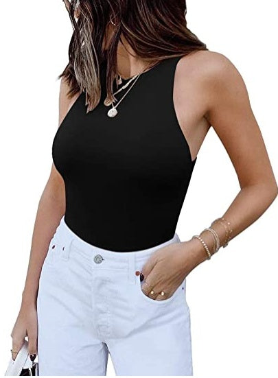 Sleeveless Halter Neck Bodysuit Top