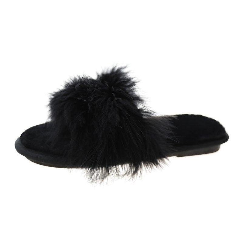 Pelzige Freizeitsandalen für Damen im Freien