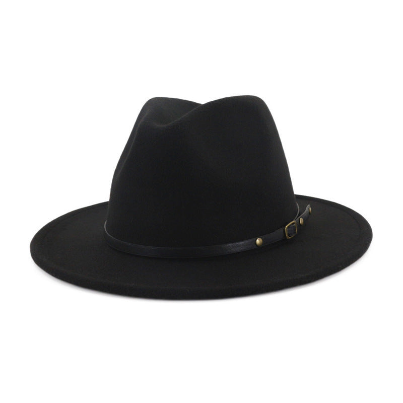Woolen Fedora Flat Brim Jazz Hat