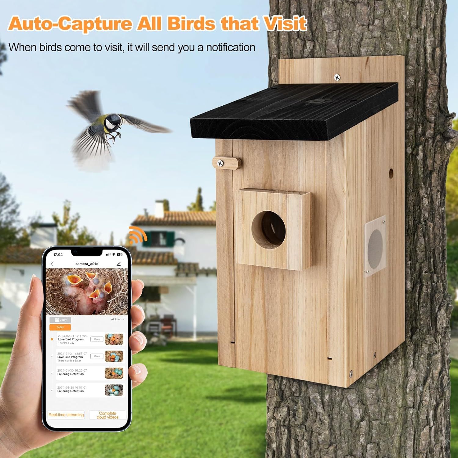 Smart Birdhouse Camera with 3MP Video