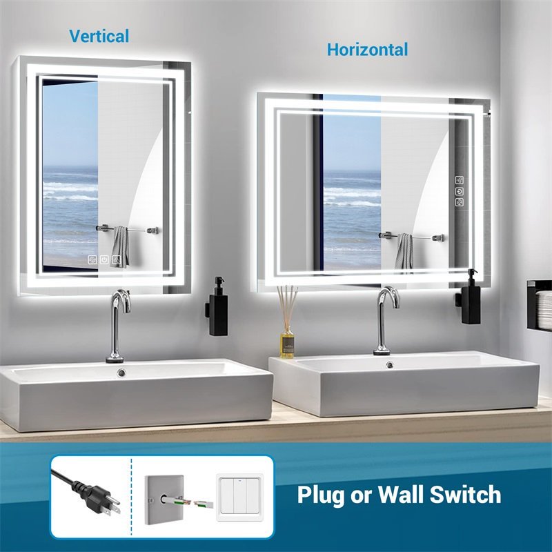 LED Bathroom Mirror with Defog & Dimming