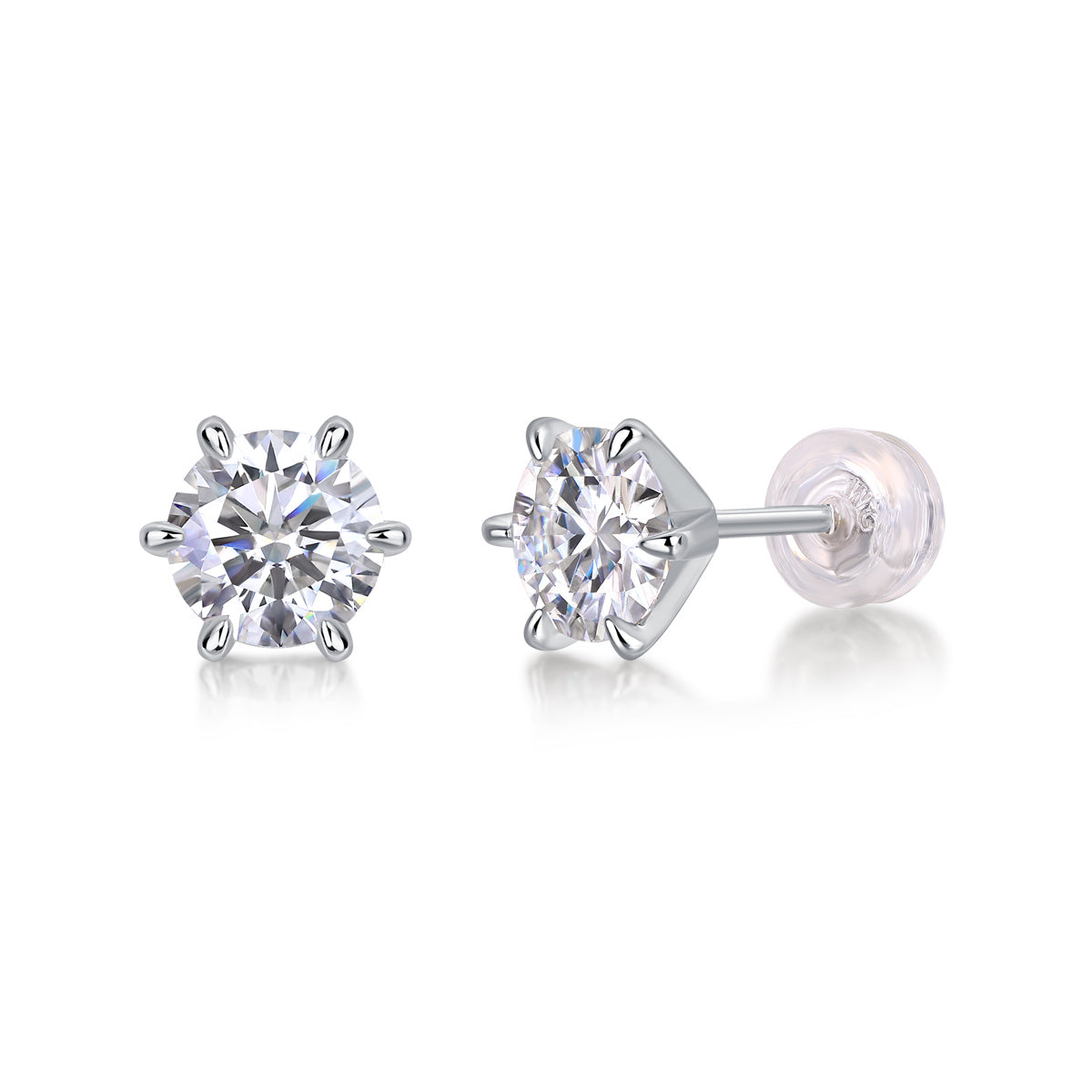 Guardian Six-Claw Moissanite Stud Earrings