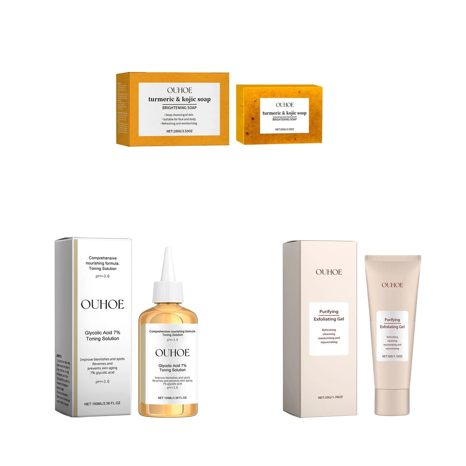 Ouhoe Exfoliate & Pore Shrink Skincare Set