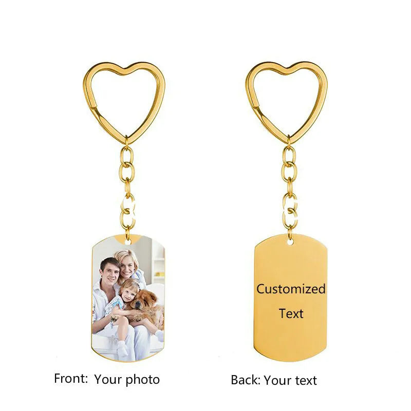 Custom Heart Photo Name Keychain
