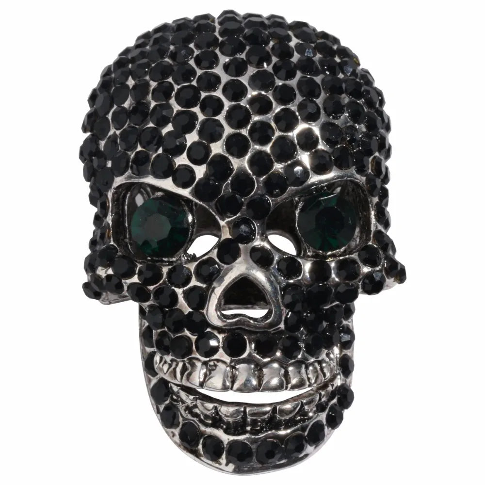 Skull Skeleton Crystal Brooch Pin Women Girls