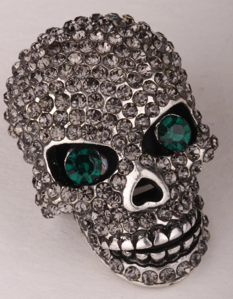 Skull Skeleton Crystal Brooch Pin Women Girls