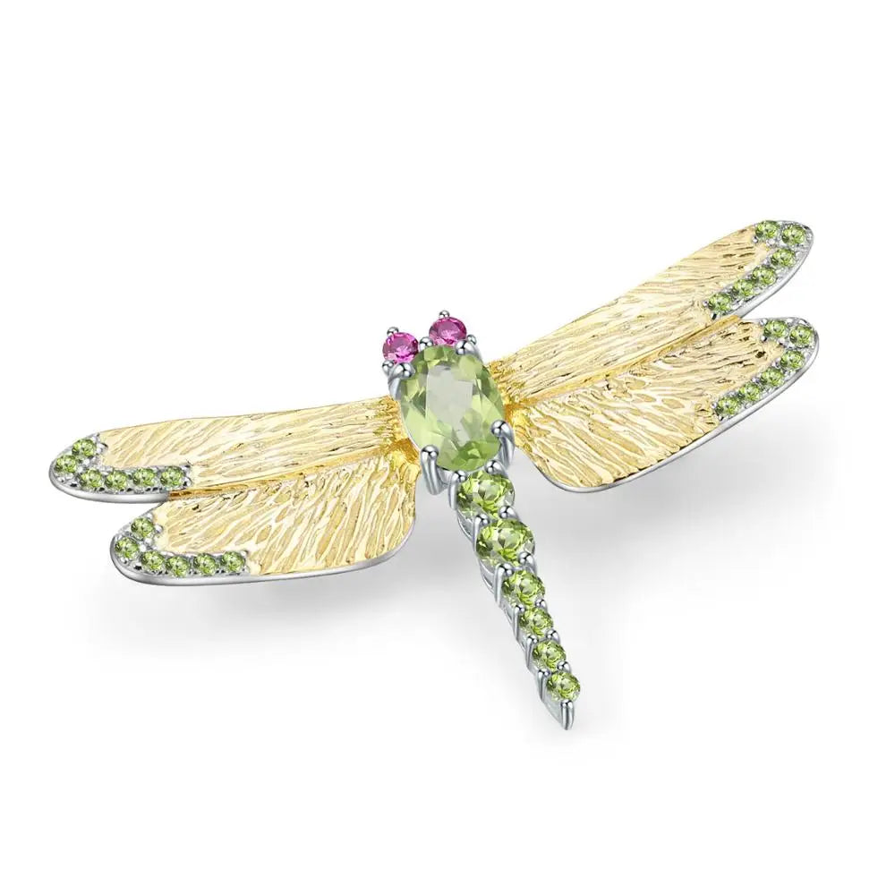 GEM'S BALLET Blue Topaz Dragonfly Brooch