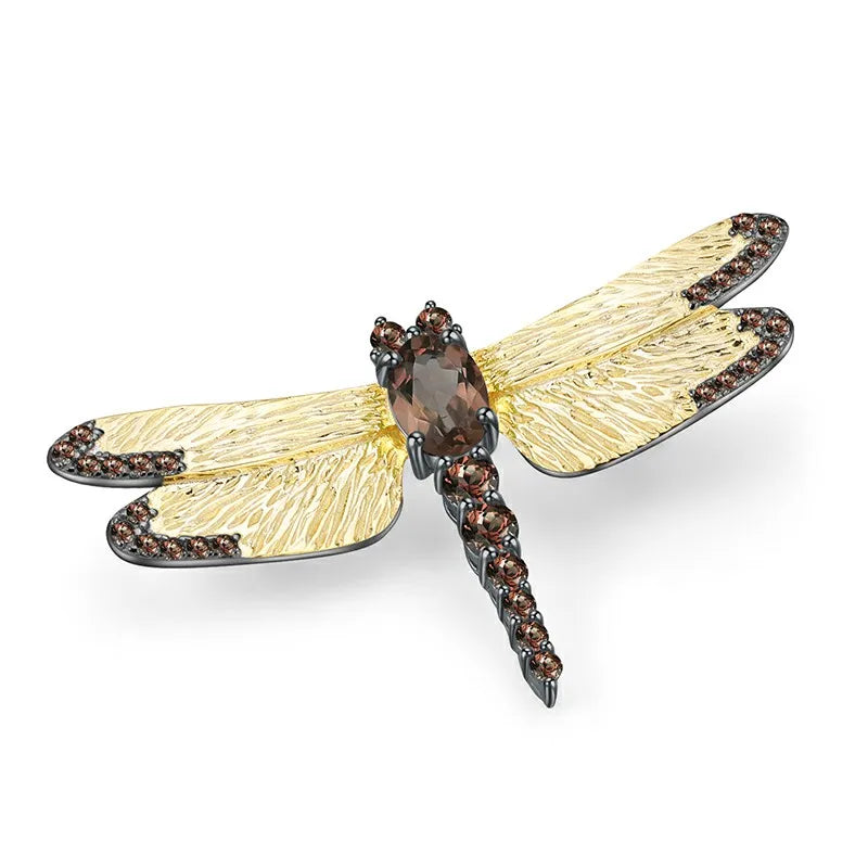GEM'S BALLET Blue Topaz Dragonfly Brooch