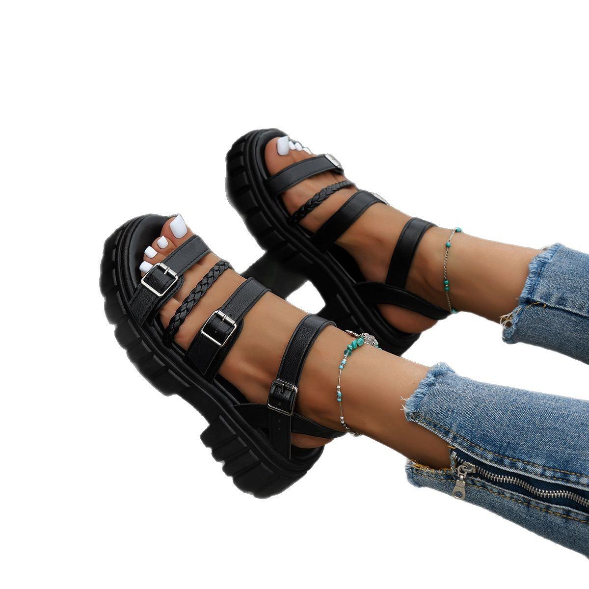 Offene Sandalen mit Biskuitboden