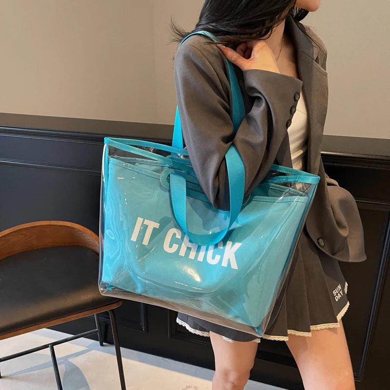 Preppy Transparent Jelly Tote Bag