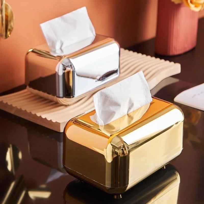 Luxury Golden Tissue Box Organizer