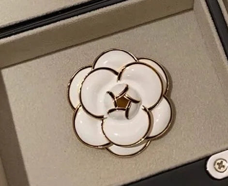 French Retro 3D Camellia Flower Brooch
