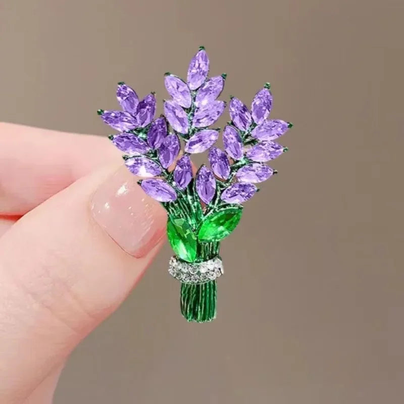 Exquisite Purple Lavender Crystal Brooch