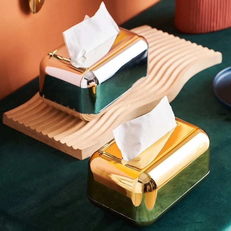 Luxury Golden Tissue Box Organizer