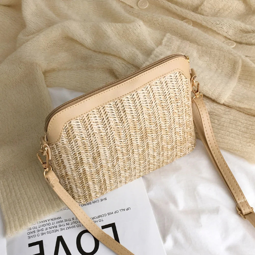 Straw Woven Crossbody Summer Travel Bag
