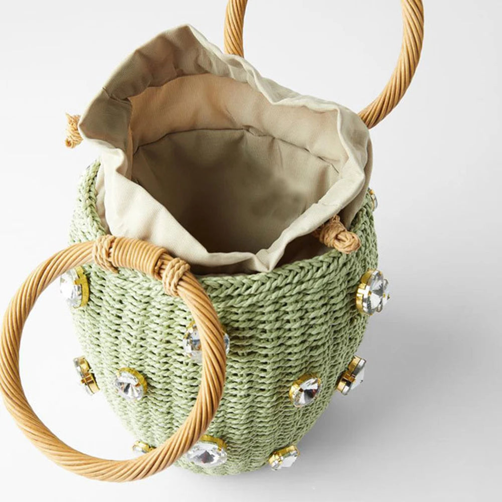 Women’s Rhinestone Woven Tote Bag