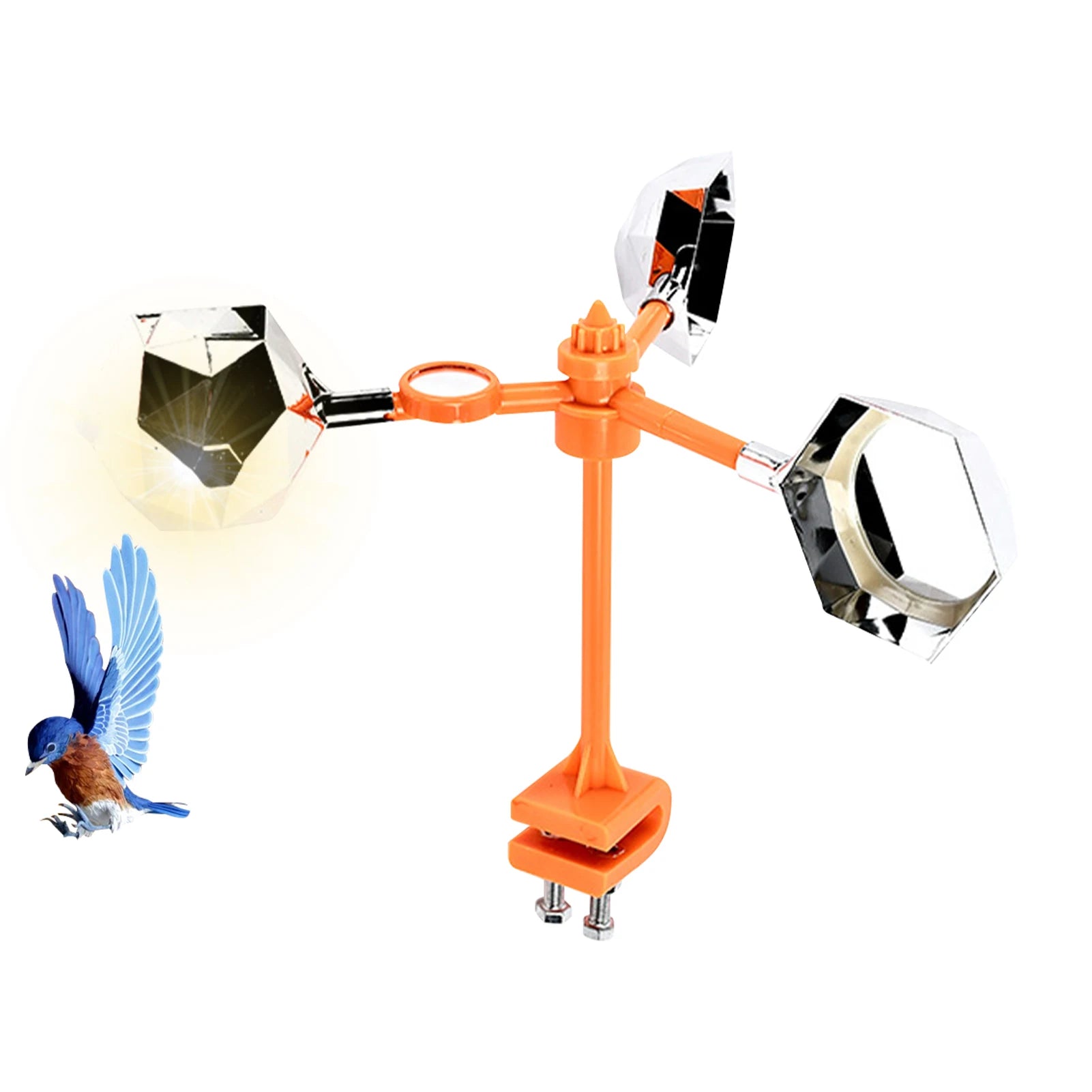 Reflektierende Solar-Windmühle zur Vogelabwehr