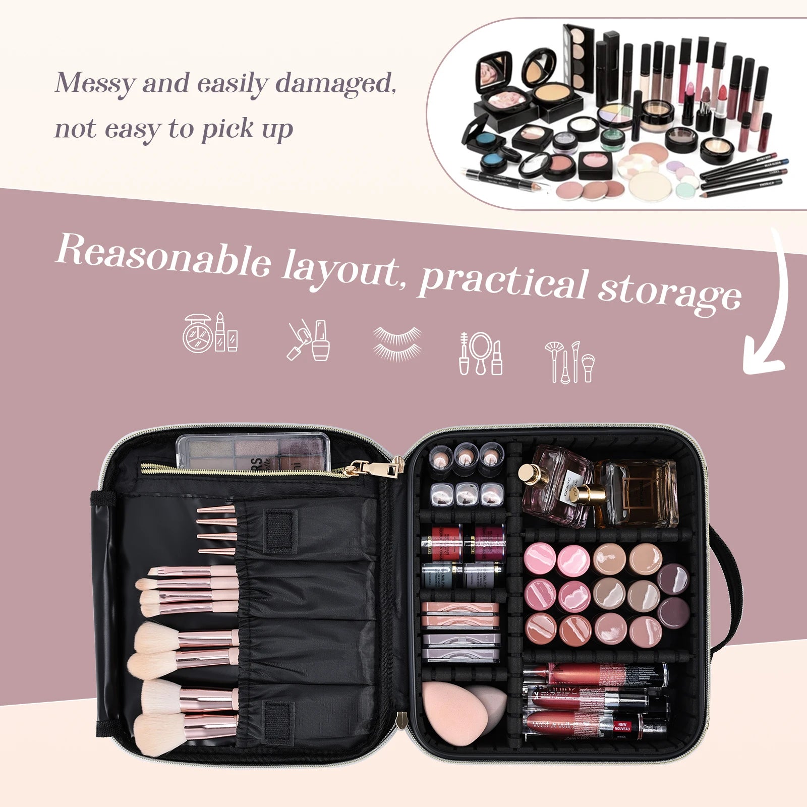 Pro Makeup & Brush Travel Organizer