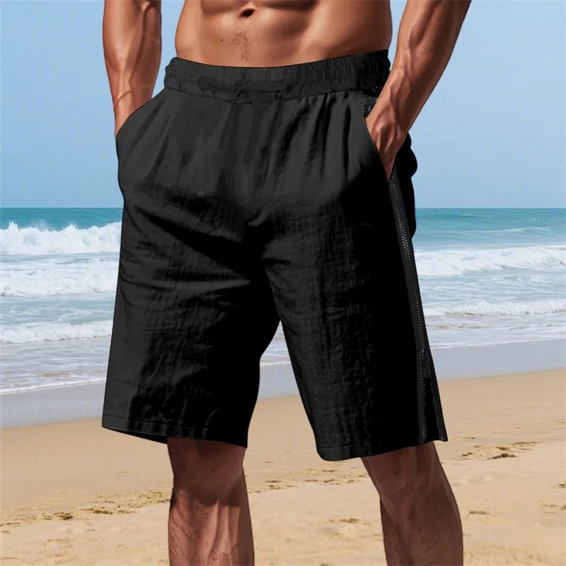 Herren-Shorts mit Kordelzug und elastischer Taille, lockere Passform