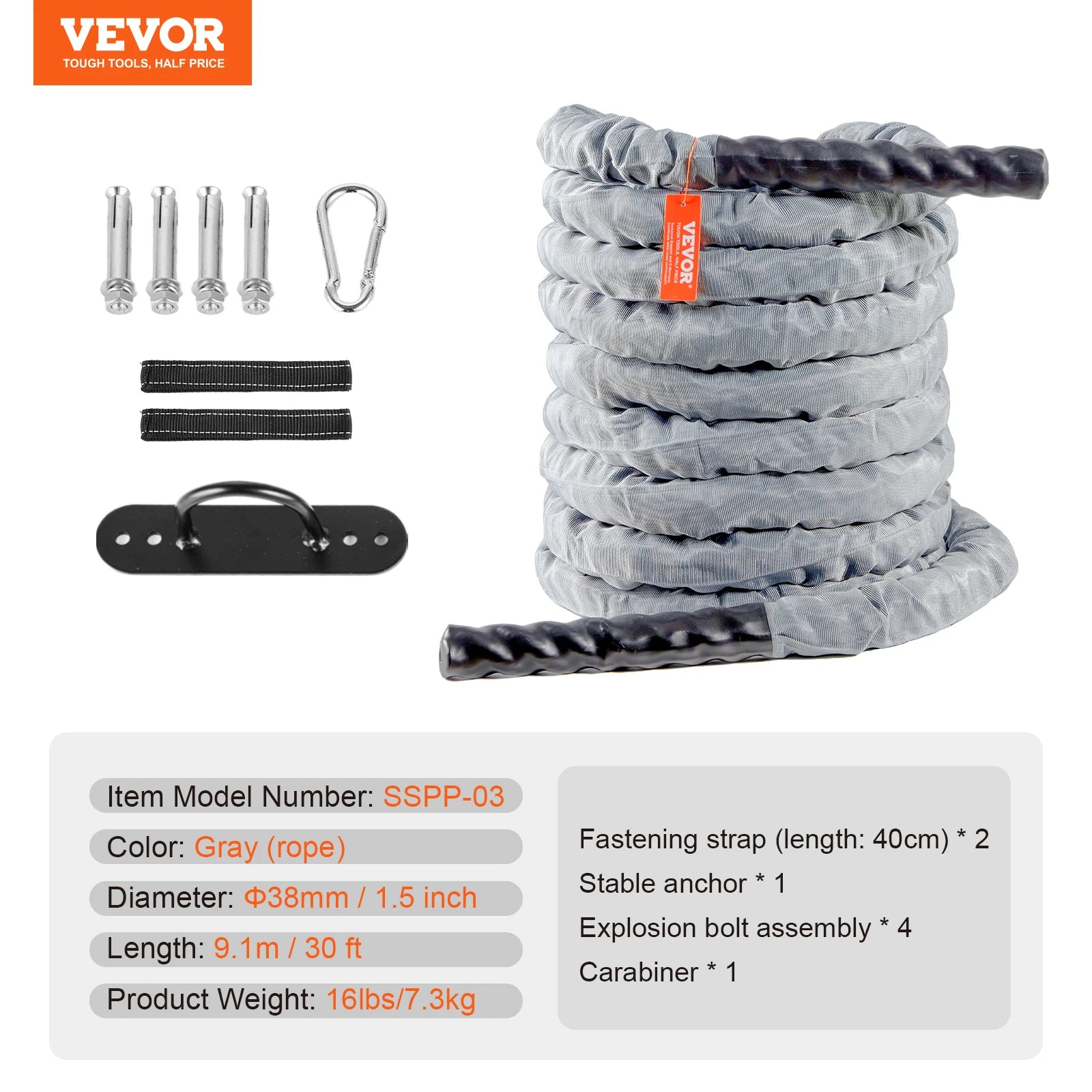 VEVOR Battle Rope mit Ankerhülse