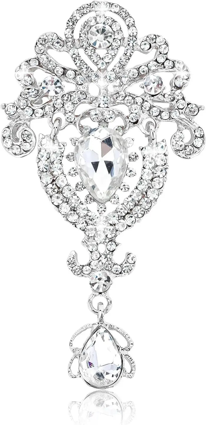 Vintage Rhinestone Flower Brooch Pin