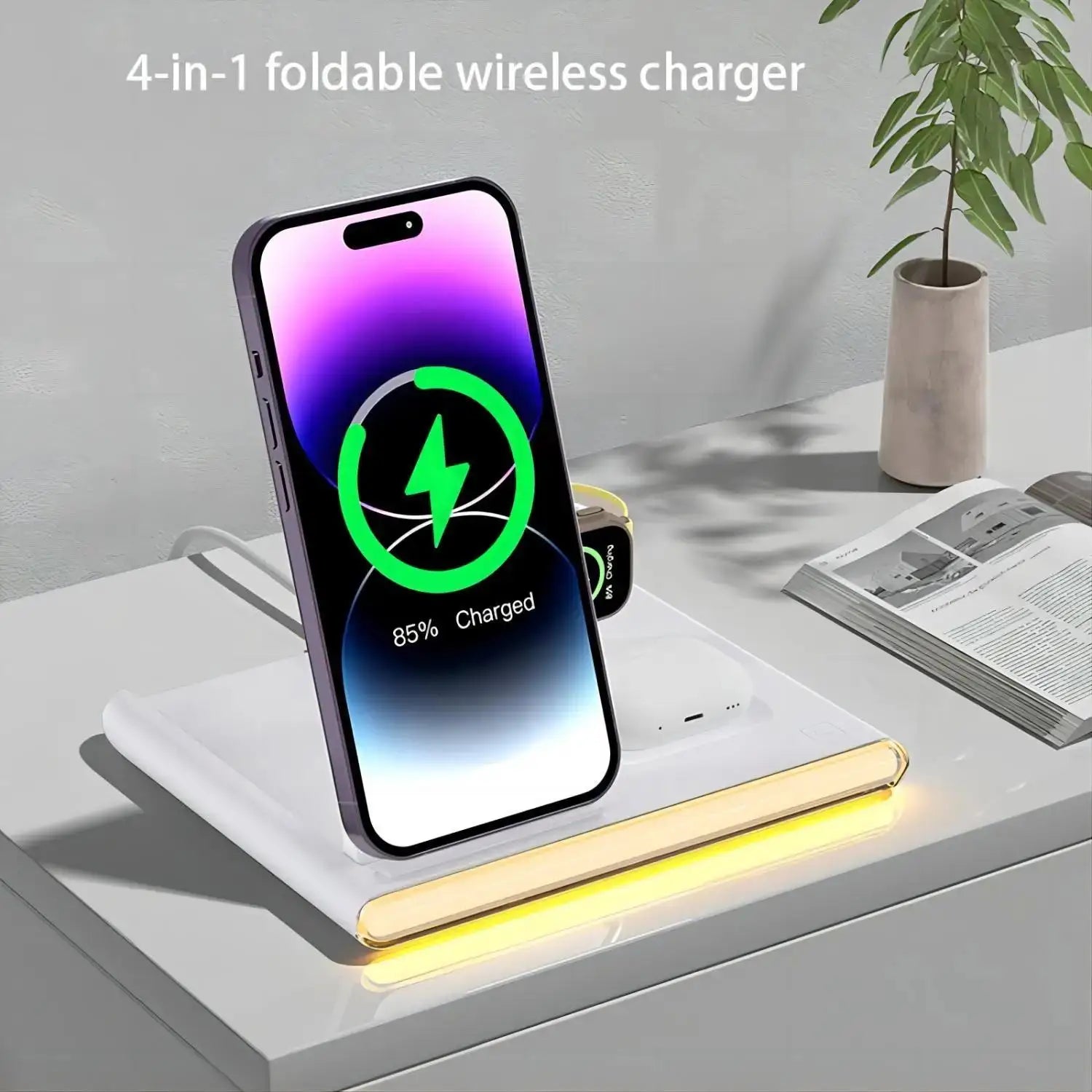 2-Pack 4-in-1 Fast Wireless Charger Station