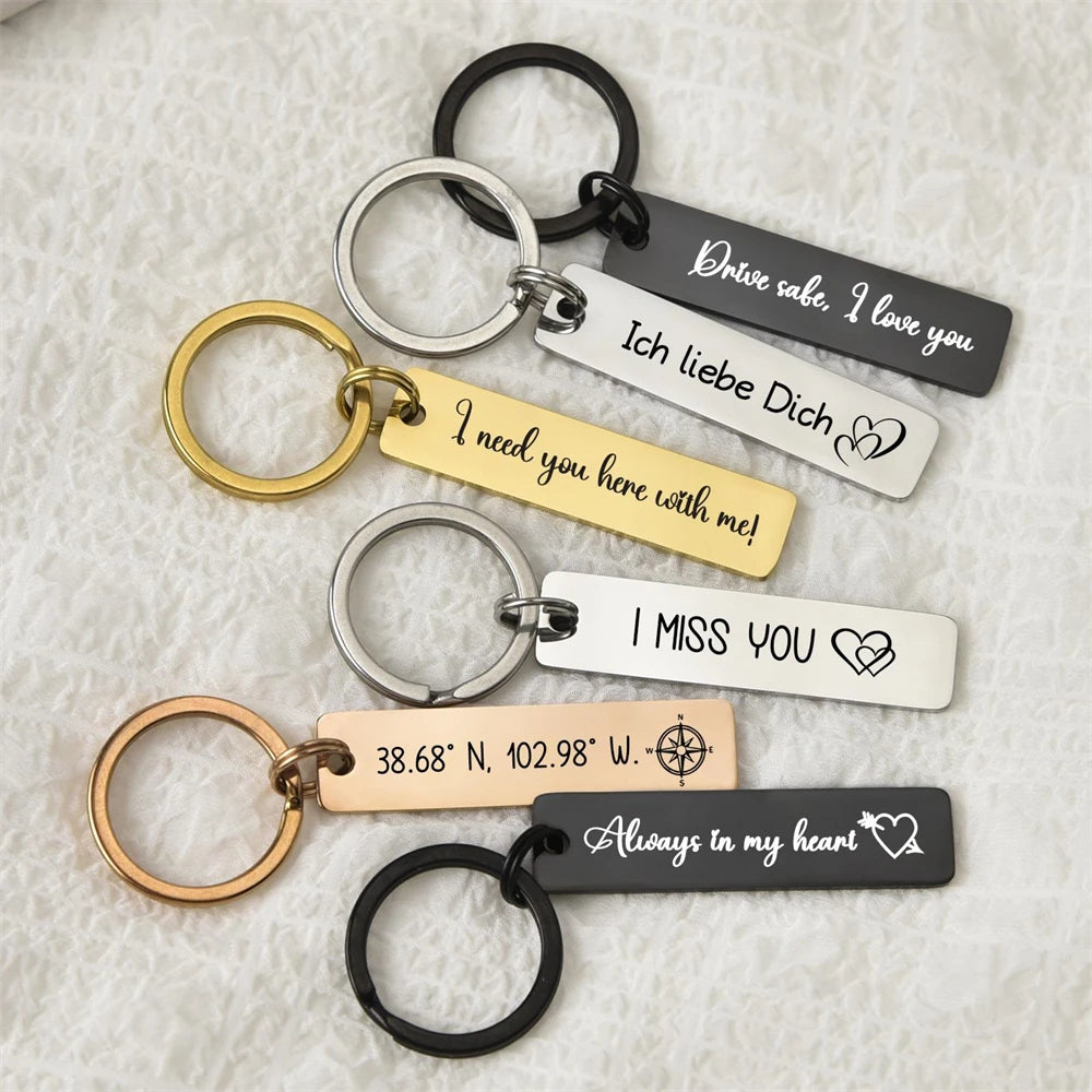 Custom Engraved Stainless Bar Keychain