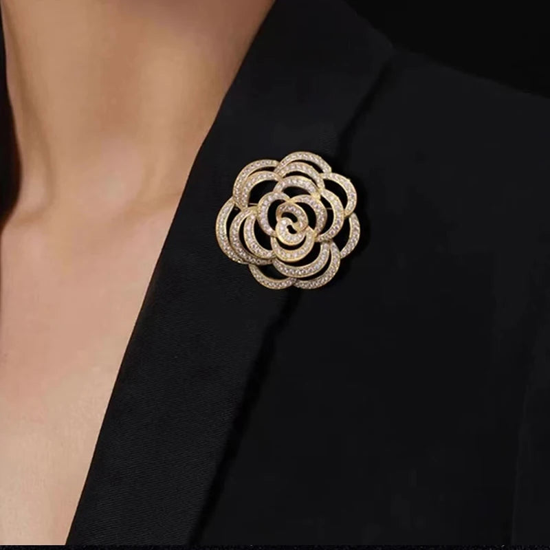 Vintage Rose Floral Alloy Lapel Pin