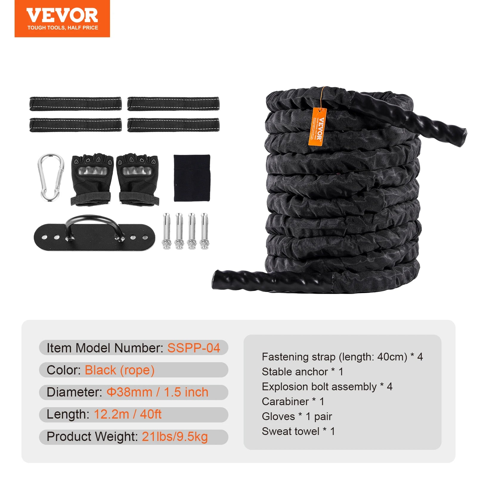 VEVOR Battle Rope mit Ankerhülse