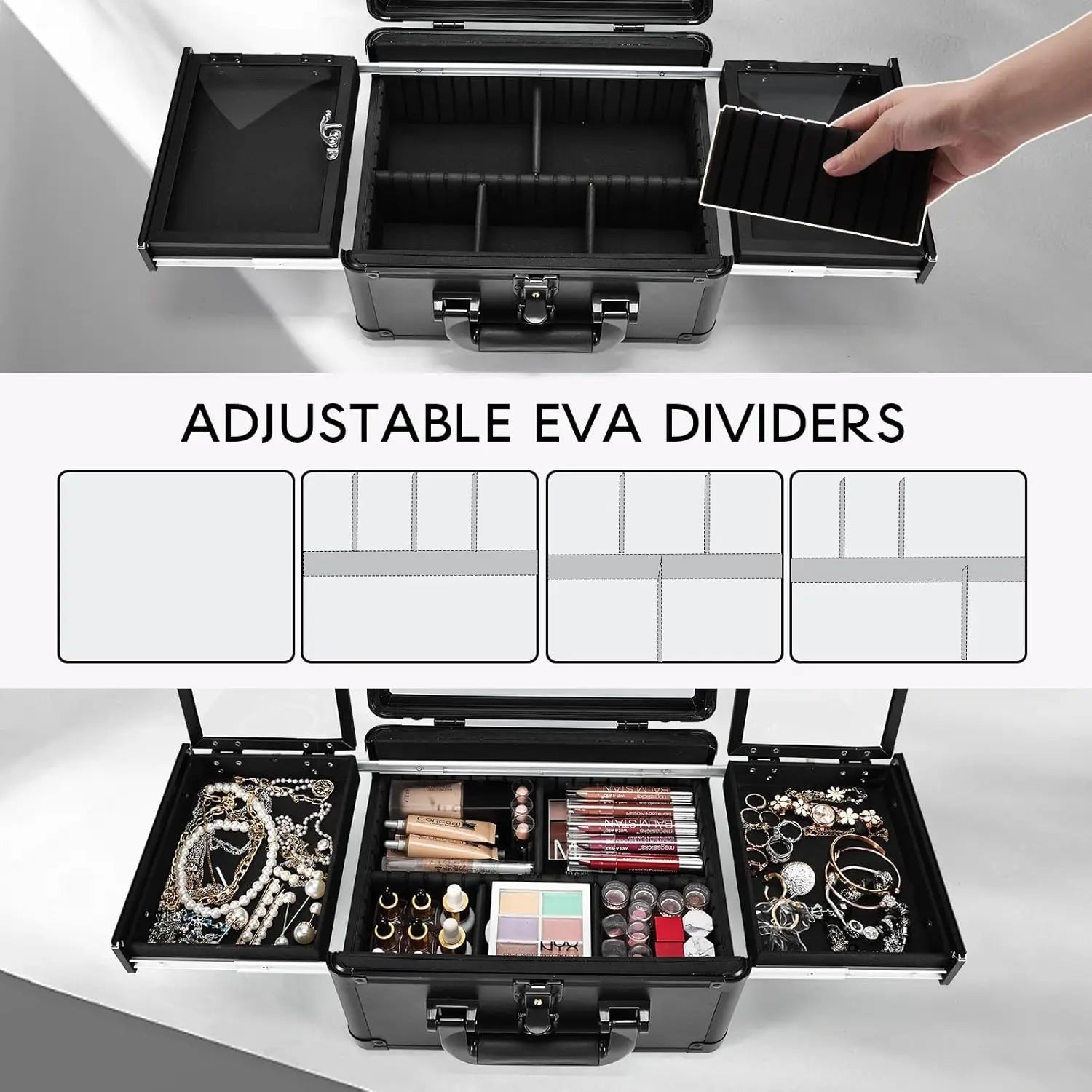 Makeup Case with LED Mirror Organizer