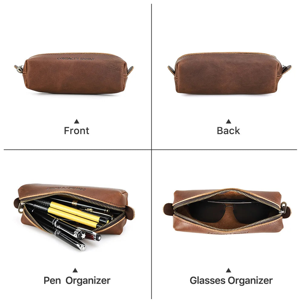 Retro Leather High Capacity Pencil Case