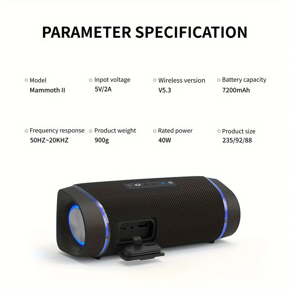 Tragbarer wasserdichter Bluetooth-Lautsprecher 40 W